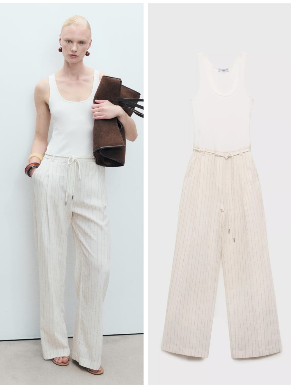 MANGO Striped Jumpsuit